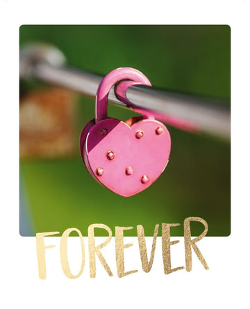 Liebesgrußkarte Herzschloss Forever - Romantische Postkarte für Verliebte