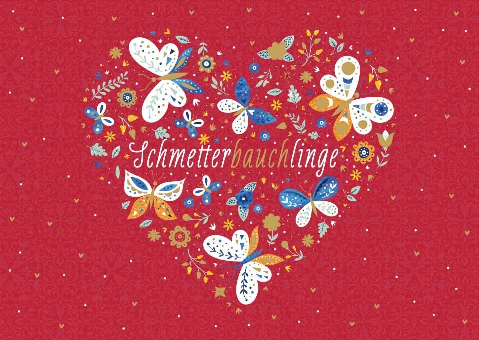 Liebesgrußkarte Schmetterbauchlinge – Zauberhafte Botschaften der Zuneigung auf einer charmanten Postkarte.