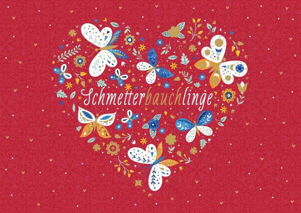 Liebesgrußkarte Schmetterbauchlinge – Zauberhafte Botschaften der Zuneigung auf einer charmanten Postkarte.