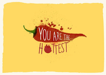 Liebeskarte: Humorvolle Chilischoten - Postkarte für heiße Flirtmomente mit "You Are The Hottest" Botschaft