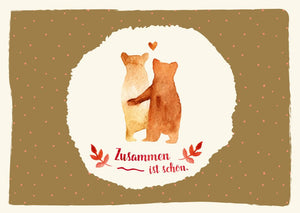 Liebespostkarte Bärenpaar Aquarell mit Herz & Spruch - Perfekt für Valentinstag, Jahrestag oder um Zuneigung zu zeigen