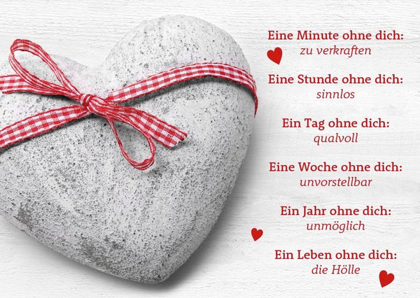 Liebespostkarte: Eine Minute ohne Dich, eine Stunde vermissen – Herzliche Botschaft für besondere Momente