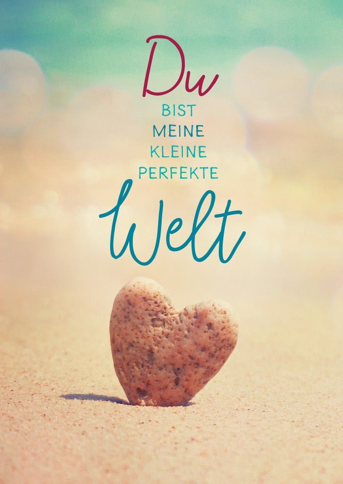 Liebespostkarte "Strandherz" - Romantische Grußkarte mit Sonnenuntergang für Zuneigung & Partnerschaft