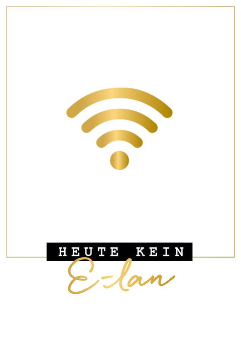 Lustig Kein Elan Postkarte mit WLAN Symbol gold witzige Karte für Freunde Kollegen