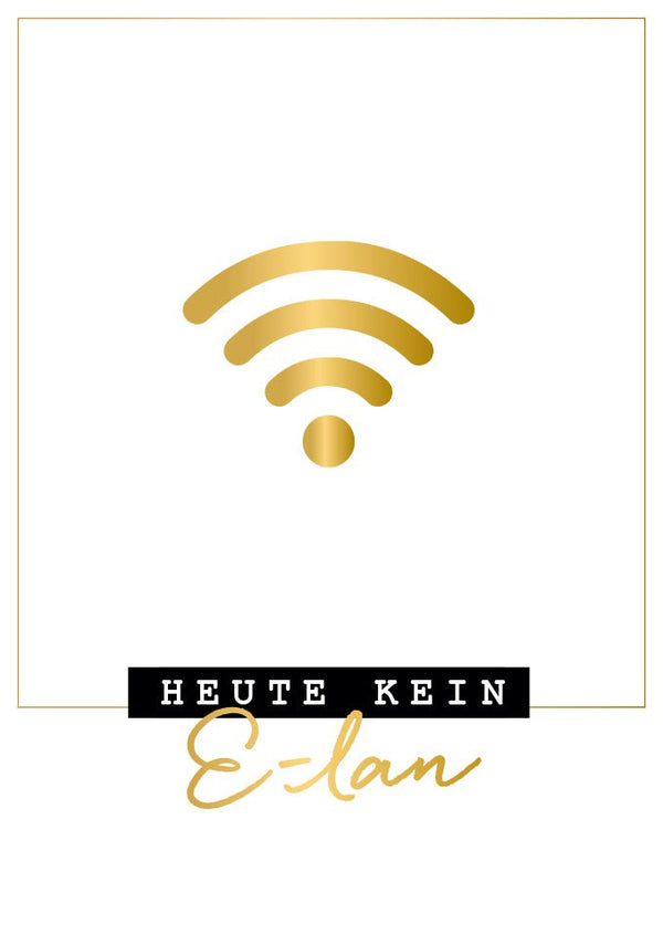Lustig Kein Elan Postkarte mit WLAN Symbol gold witzige Karte für Freunde Kollegen