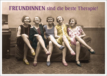 Lustige Freundschafts - Postkarte: "Therapie unter Freundinnen" - Vintage Humor & Zusammenhalt, Retro Spaß für Damen