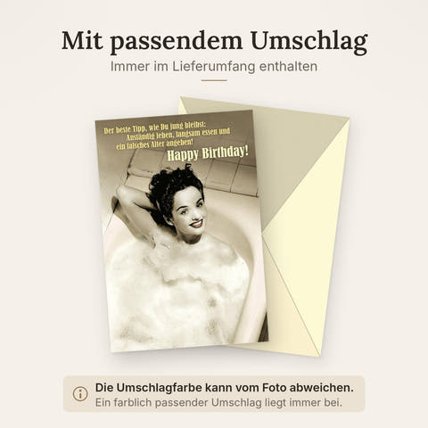 Lustige Geburtstagskarte für Frauen - Retro-Design mit charmantem Spruch - Lebensfreude pur zum Geburtstag