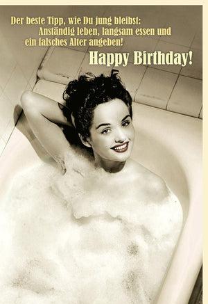 Lustige Geburtstagskarte für Frauen - Retro-Design mit charmantem Spruch - Lebensfreude pur zum Geburtstag