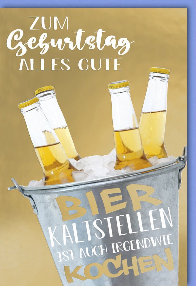 Lustige Geburtstagskarte für Männer - Bier & Eiswürfel Design, Humorvolle Sprüche, Cheers Prost, Witzige Glückwünsche mit Kühlfunktion