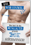 Lustige Geburtstagskarte für Männer - Sixpack-Motiv, Humorvoller Spruch im Metallalter-Design in Gold & Silber, Blau