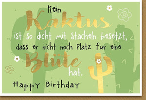 Lustige Geburtstagskarte: Humorvolle Kakteen & Sprüche, Grüne Cartoon-Pflanzen Illustration für eine fröhliche Feier