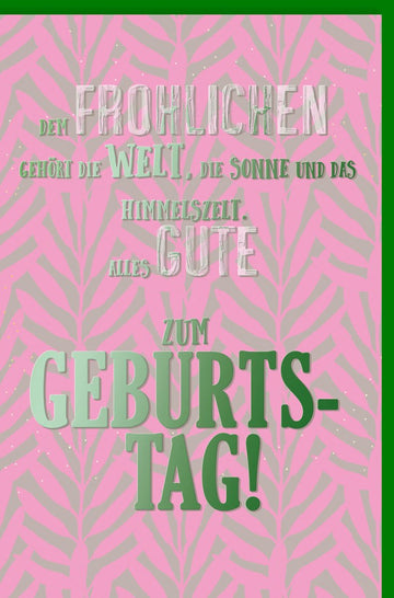 Lustige Geburtstagskarte in Pink & Grün – Humorvoller Spruch mit kreativem Design - Umschlag