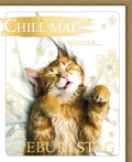 Lustige Geburtstagskarte Katze - Humorvolle Glückwünsche mit Relax-Motiv für eine spaßige Feier