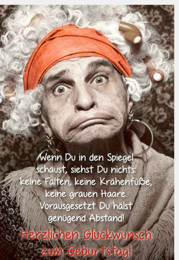 Lustige Geburtstagskarte mit Humorvollem Spruch - Spiegel & Alter Motiv für Freunde und Familie