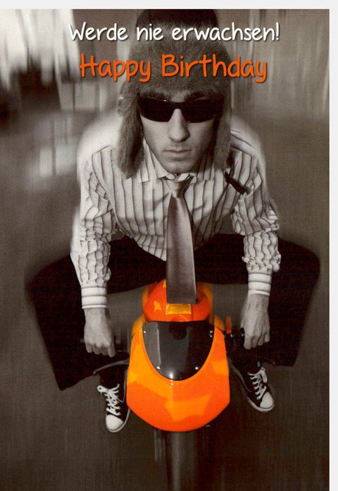 Lustige Geburtstagskarte "Never Grow Up" – Humorvolle Glückwünsche zum Erwachsenwerden