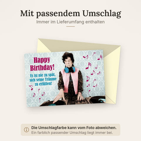 Lustige Geburtstagskarte Retro - DJ Oma mit Spruch, Vintage Humor für unvergessliche Geburtstagsgrüße, Einzigartiger Spaß & Feier