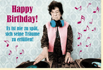 Lustige Geburtstagskarte Retro - DJ Oma mit Spruch, Vintage Humor für unvergessliche Geburtstagsgrüße, Einzigartiger Spaß & Feier