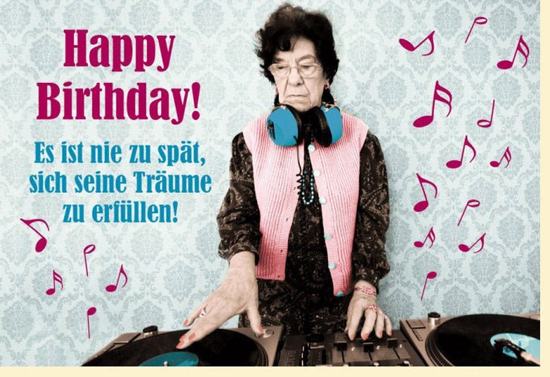 Lustige Geburtstagskarte Retro - DJ Oma mit Spruch, Vintage Humor für unvergessliche Geburtstagsgrüße, Einzigartiger Spaß & Feier