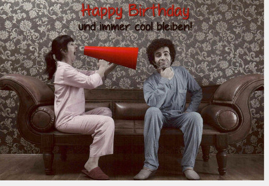 Lustige Geburtstagskarte - Retro Megafon Design | Humorvolle Vintage Überraschung & Spaß Geschenk für die Party | Einzigartige Glückwünsche
