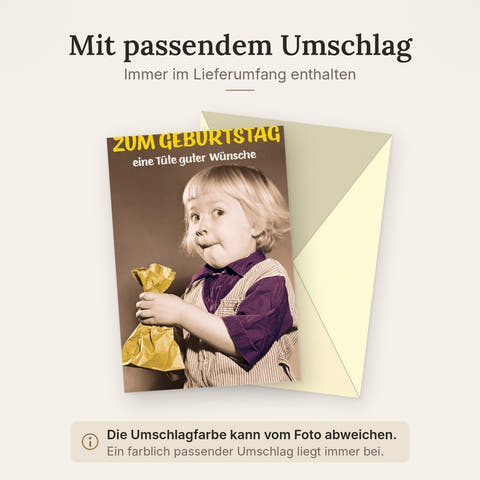 Lustige Geburtstagskarte Retro - Vintage Charme & Humor, Nostalgische Grüße für Kinder & Erwachsene mit Tüte Motiv