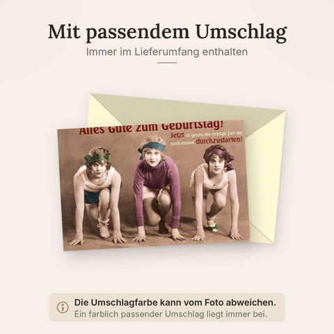 Lustige Geburtstagskarte Retro - Vintage Humor mit Spruch, Kreatives Cartoon Design für Spaß & Freude
