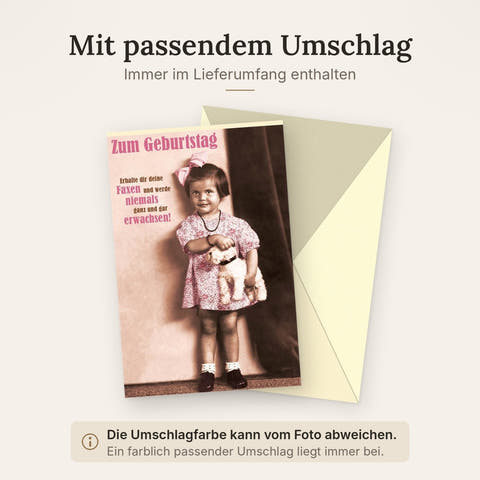 Lustige Geburtstagskarte Retro - Vintage Rosa Design mit Humor für Erwachsene & Kinder, Witzige Sprüchekarte für Freunde & Familie