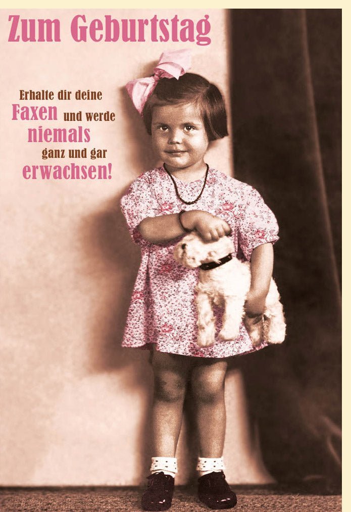 Lustige Geburtstagskarte Retro - Vintage Rosa Design mit Humor für Erwachsene & Kinder, Witzige Sprüchekarte für Freunde & Familie