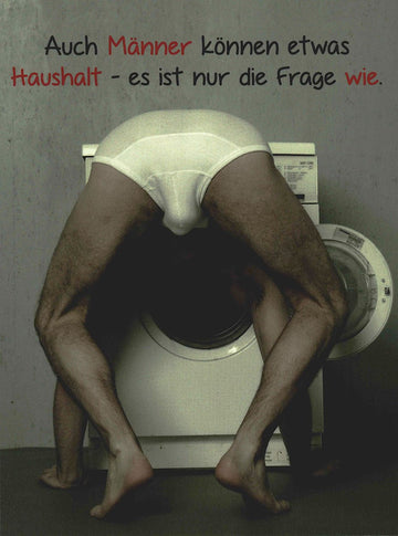 Lustige Postkarte für Männer witziges Motiv Waschmaschine Spruch Haushalt originelle Grußkarte Humor Geschenk Freund Ehemann