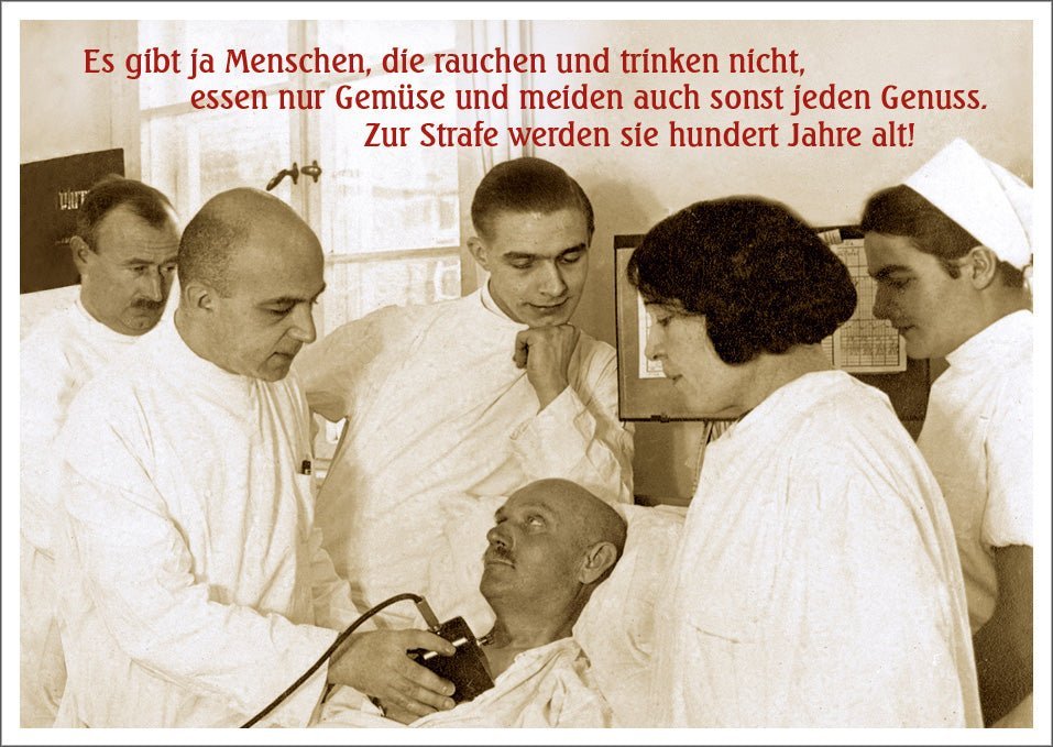 Lustige Postkarte: Für Menschen, die weder rauchen noch trinken - Ein humorvoller Gruß für jede Gelegenheit