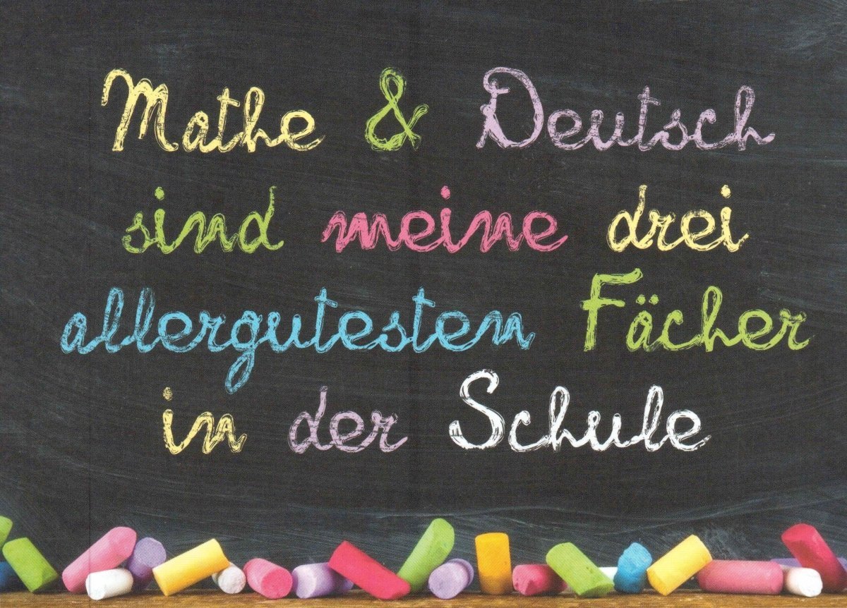 Lustige Postkarte für Schule - Humorvolle Sprüche, Mathe & Deutsch Spaß, Lehrer - Schüler Ironie, Kreidetafel - Look