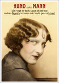 Lustige Postkarte: Hund oder Mann? Die humorvolle Entscheidung für jeden Anlass!