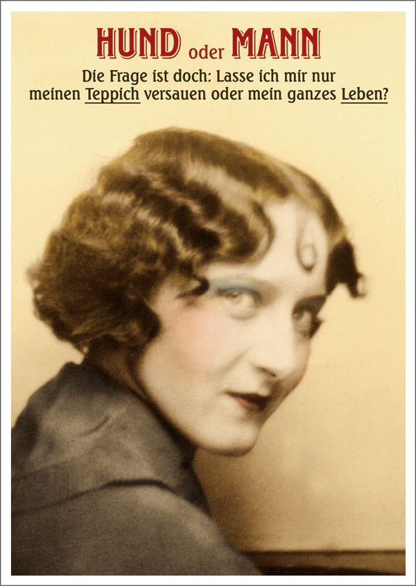 Lustige Postkarte: Hund oder Mann? Die humorvolle Entscheidung für jeden Anlass!