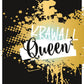 Lustige Postkarte Krawall Queen mit goldenen Farbspritzern und modernem Design für Freundinnen witzige Grußkarte zum Geburtstag