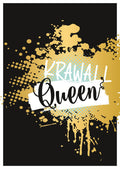 Lustige Postkarte Krawall Queen mit goldenen Farbspritzern und modernem Design für Freundinnen witzige Grußkarte zum Geburtstag