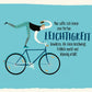 Lustige Postkarte mit Fahrrad - Motiv für Freunde und Familie – Humorvolle Typografie in Blau