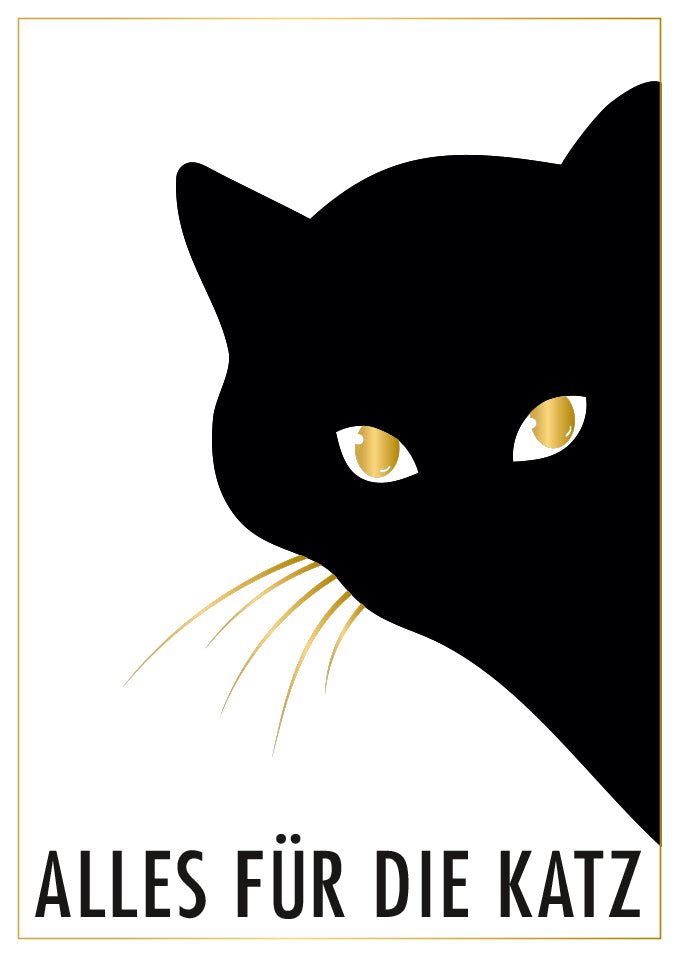 Lustige Postkarte mit schwarzer Katze und Spruch Alles für die Katz witzige Grußkarte für Katzenliebhaber originelle Karte