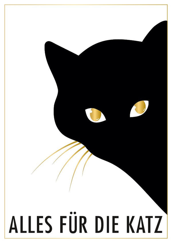 Lustige Postkarte mit schwarzer Katze und Spruch Alles für die Katz witzige Grußkarte für Katzenliebhaber originelle Karte