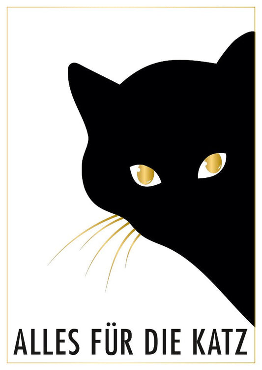 Lustige Postkarte mit schwarzer Katze und Spruch Alles für die Katz witzige Grußkarte für Katzenliebhaber originelle Karte