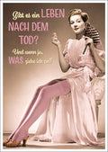 Lustige Postkarte mit Spruch: Gibt es ein Leben nach dem Tod? - Humorvolle Karte für jeden Anlass