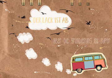 Lustige Postkarte mit Spruch, Humorvolles Vintage Design, Wolken & Vögel, Kraftpapier Look, Perfektes Motivationsgeschenk