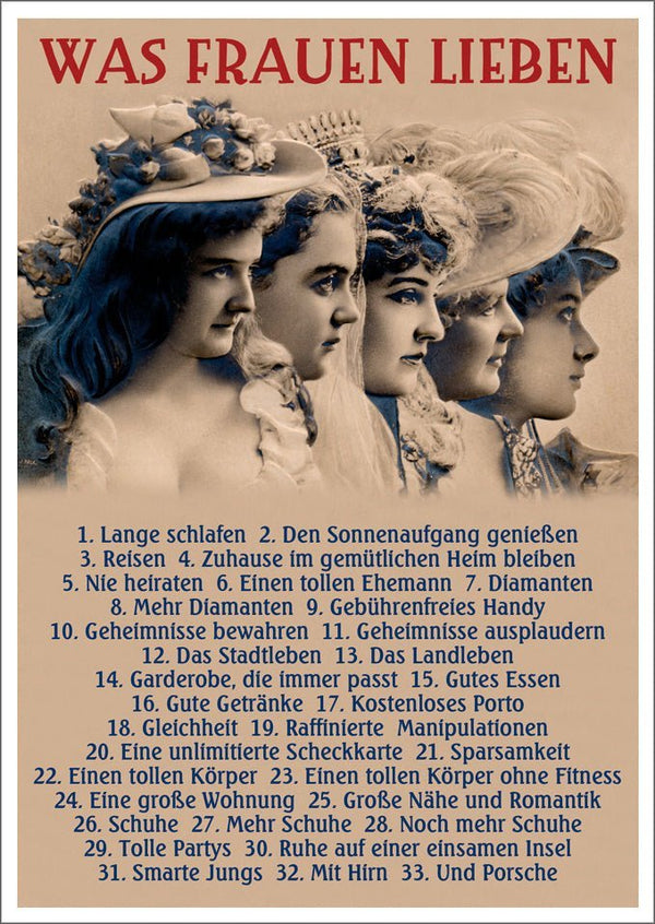 Lustige Postkarte mit Spruch - Was Frauen wirklich lieben