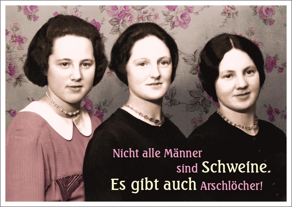 Lustige Postkarte: Nicht alle Männer sind Schweine, manche sind einfach nur Idioten!