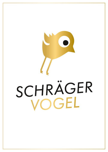 Lustige Postkarte schräger Vogel goldener Cartoon - Vogel witziges Motiv originelle Grußkarte für Freunde und Kollegen