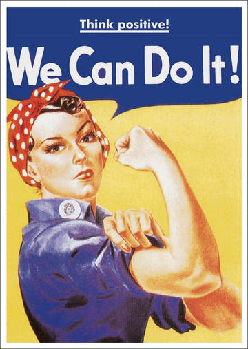 Lustige Postkarte: Think Positive! We Can Do It! - Ein humorvoller Motivationsschub für jeden Anlass!