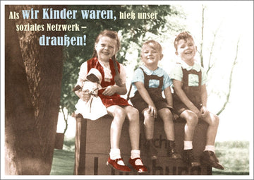 Lustige Postkarte: Unser soziales Netzwerk als Kinder - ein humorvoller Rückblick