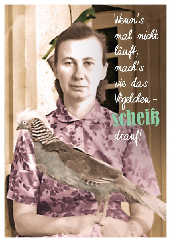 Lustige Postkarte: Wenn's nicht läuft, einfach loslassen