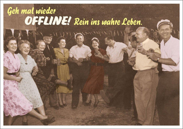 Lustige Postkarte: Zeit für Offline-Abenteuer – Entdecke das echte Leben!