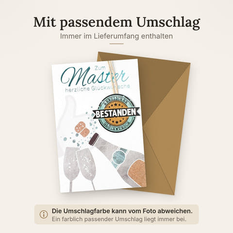 Masterprüfung Glückwunschkarte - Elegantes Sektgläser-Design zur Feier des Hochschulabschlusses