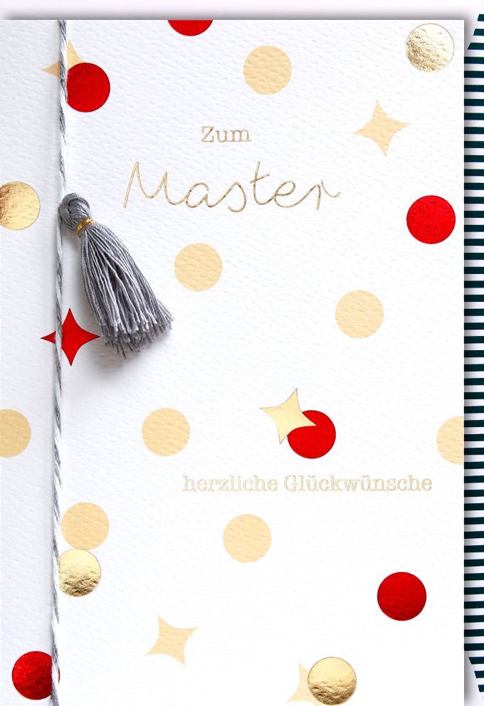 Masterprüfung Glückwunschkarte - Stilvolle Karte für den akademischen Erfolg, ideal zur Abschlussfeier und Examensgratulation