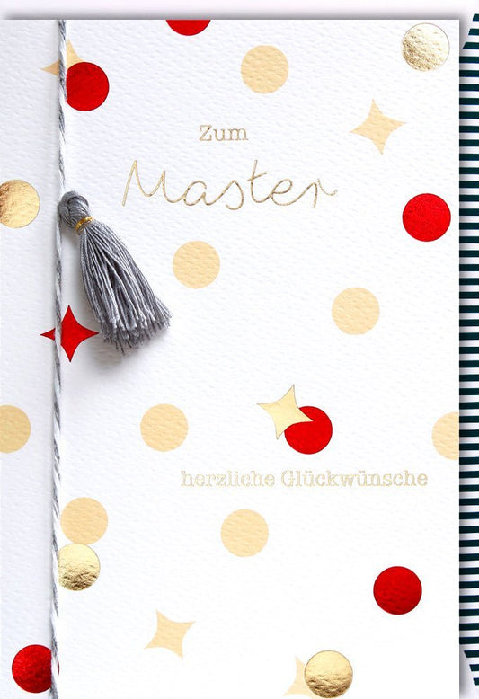 Masterprüfung Glückwunschkarte - Stilvolle Karte für den akademischen Erfolg, ideal zur Abschlussfeier und Examensgratulation